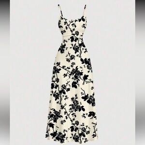 Vintage Black Rose Maxi Dress NEW 🏷️